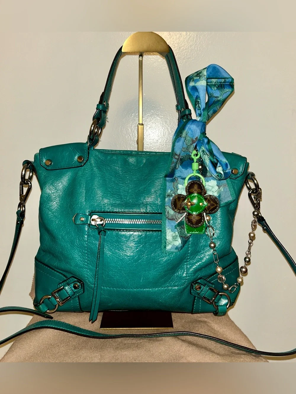 Michael Kors Fallon Medium Satchel in Turquoise/Aqua Color-way.